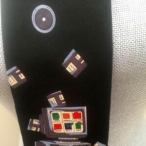 Men’s Tie Retro Computer Disk Tie Like New Vintage Navy Blue